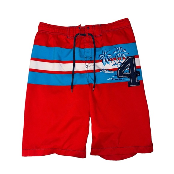 J. Khaki Swimming Trunks In Red, Blue, & White - Picture 1 of 5